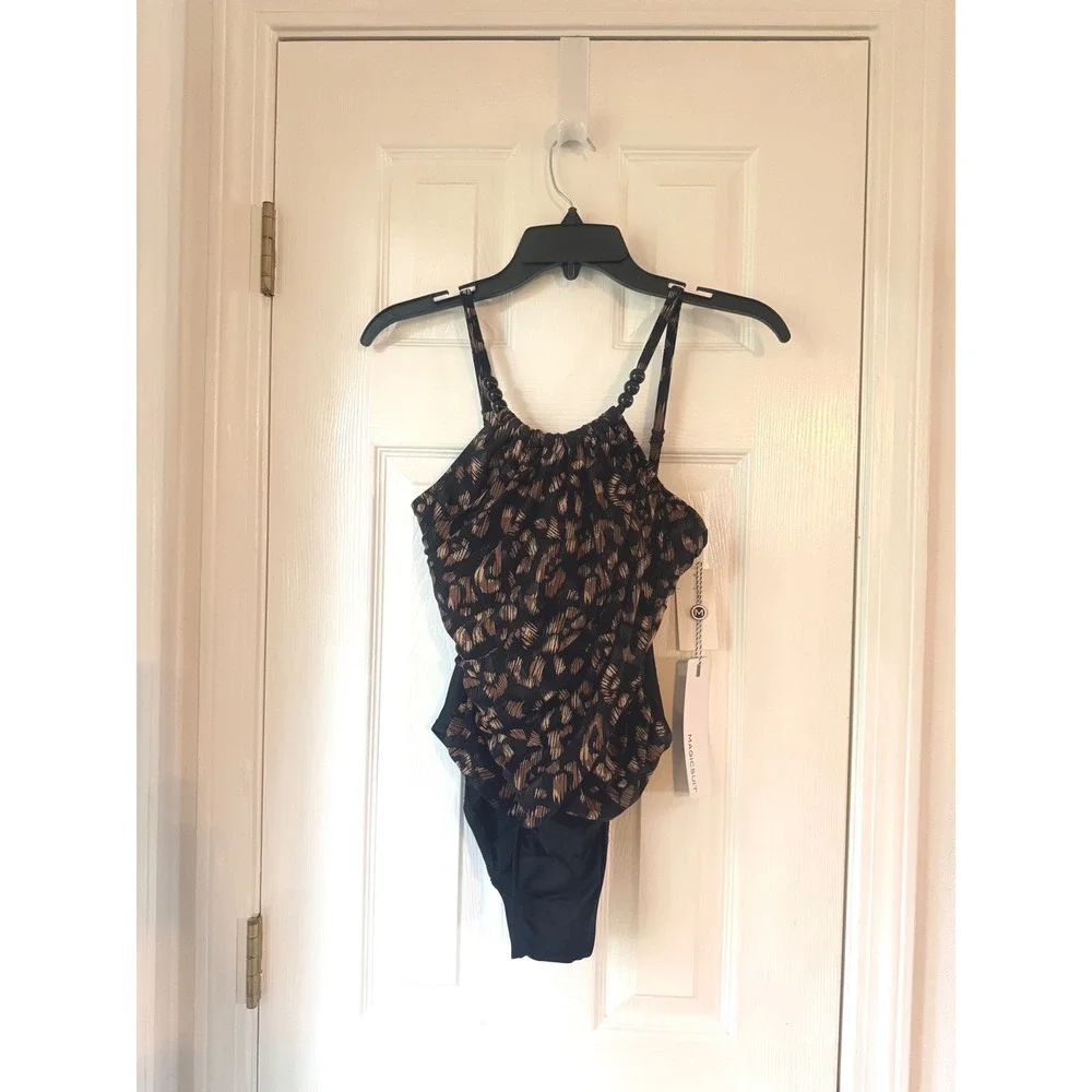 Magicsuit Lisa One Piece Swimsuit La Paz Animal Print Black Brown 6019555 New 8‎